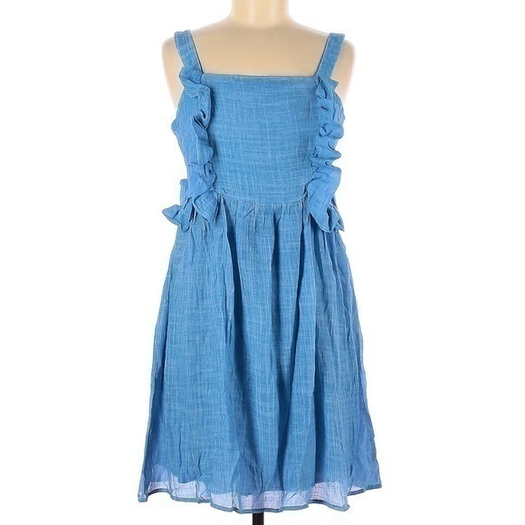 Esley Blue Dress with Ruffles - Picture 1 of 3